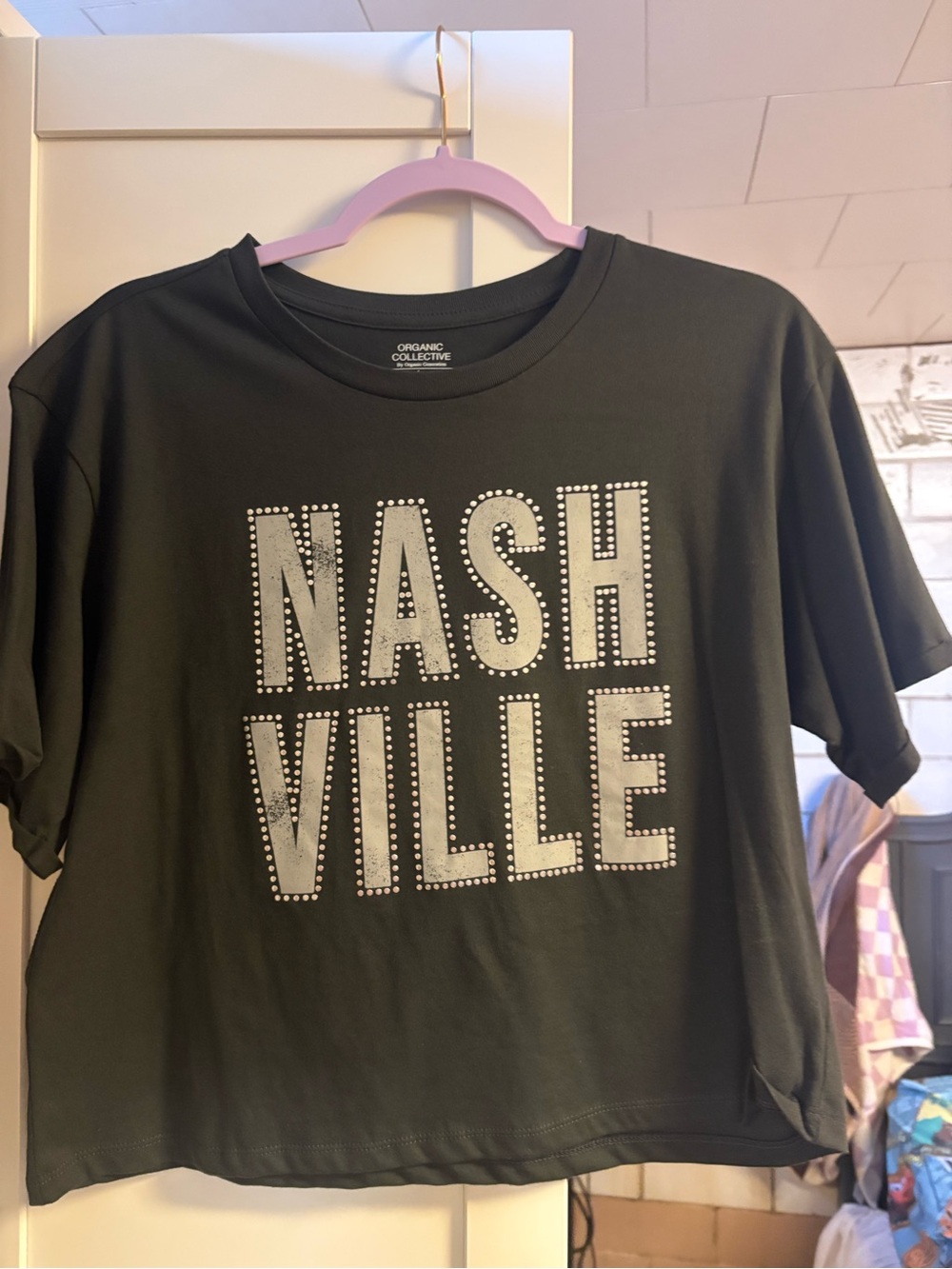 Olive Green Nashville Studded Crop Top